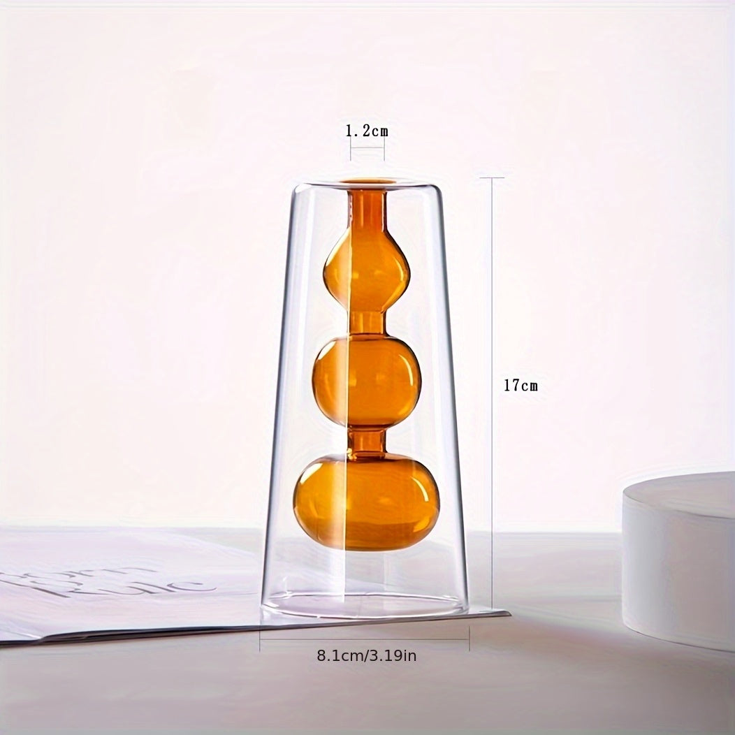 Jarrón de Vidrio Doble Estilo Nórdico Moderno para Aromaterapia y Flores