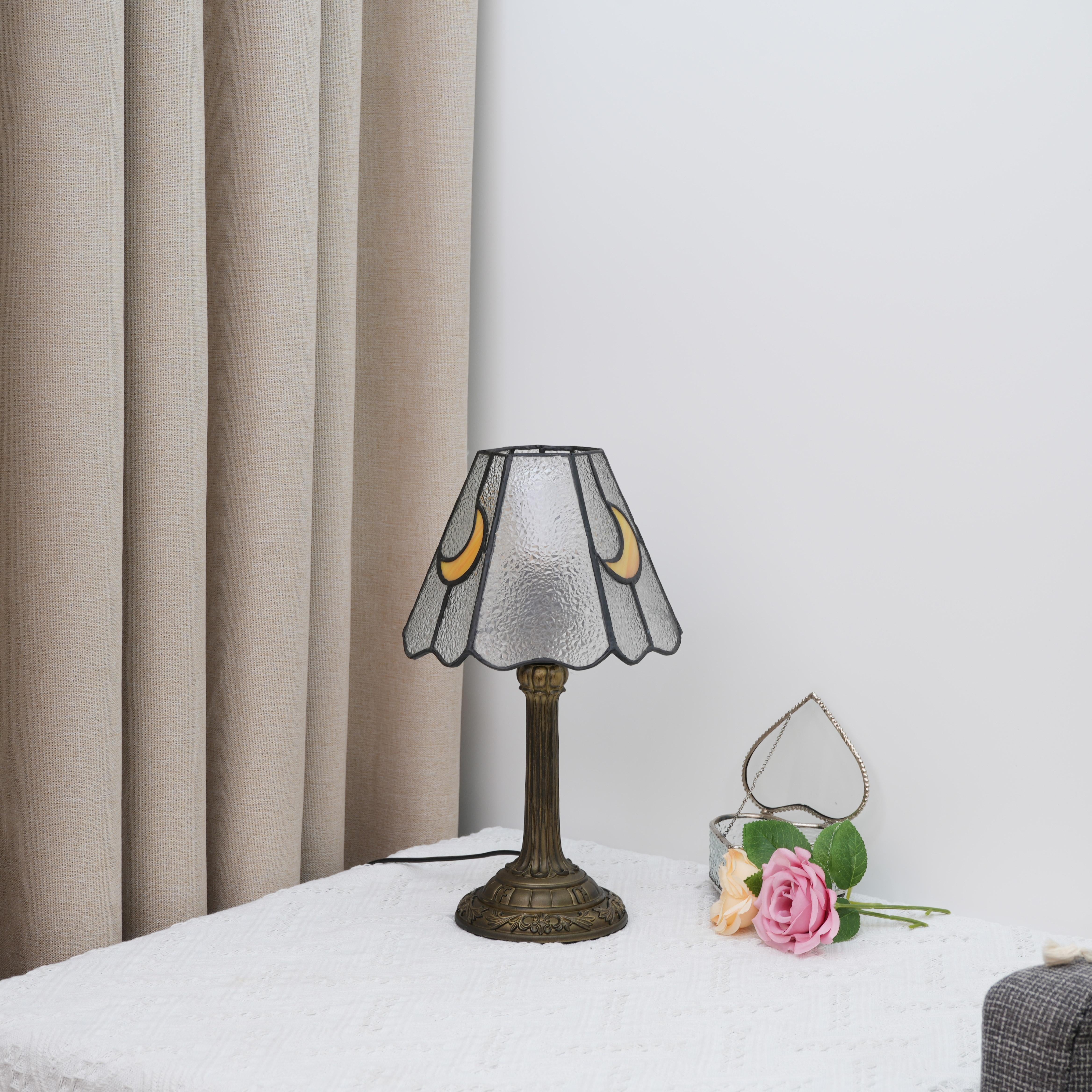 Luz de Mesa Retro para Dormitorio, Decoración de Vidrio Tiffany