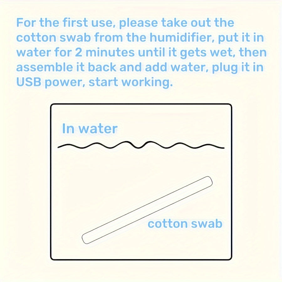 Humidificador USB con Luces LED de Colores y Base de Madera - 330ml