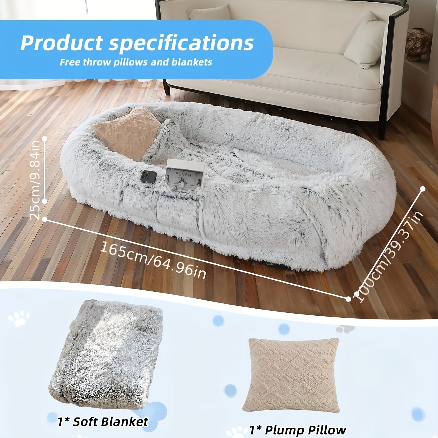 Cama de Piel Sintética para Mascotas y Humanos - Lavable y Ortopédica