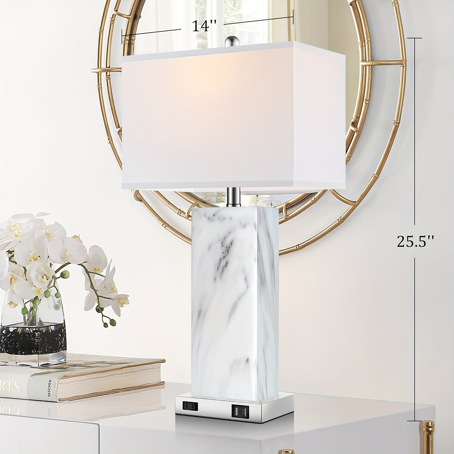 Lámparas de Mesa Táctiles, Set de 2 con Puertos USB y Enchufe AC