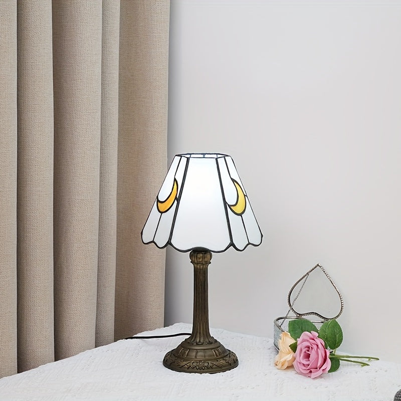 Luz de Mesa Retro para Dormitorio, Decoración de Vidrio Tiffany