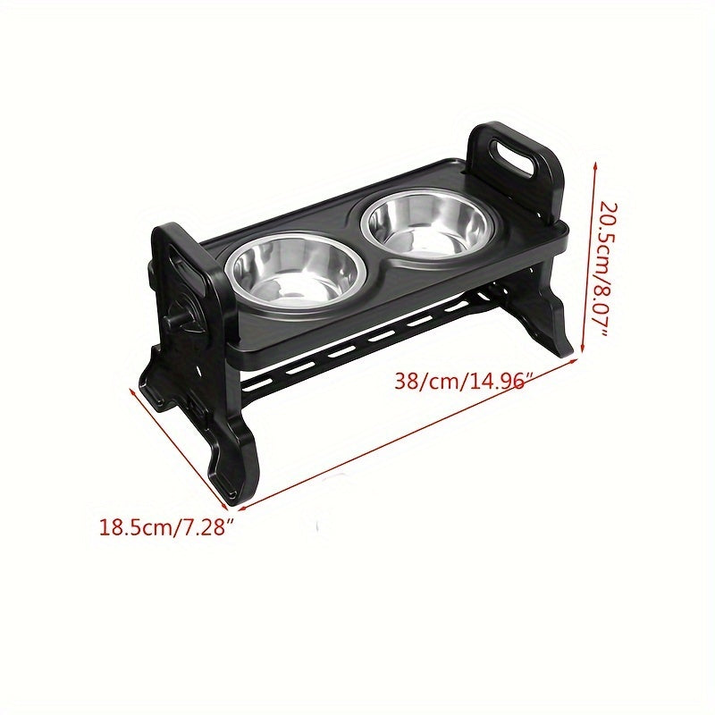 Soporte Ajustable para Comederos de Mascotas en Acero Inoxidable