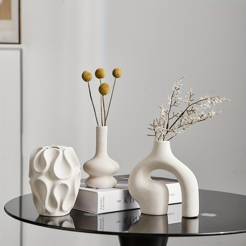 Set de 3 Jarrones Cerámicos Boho - Diseño Nórdico y Minimalista