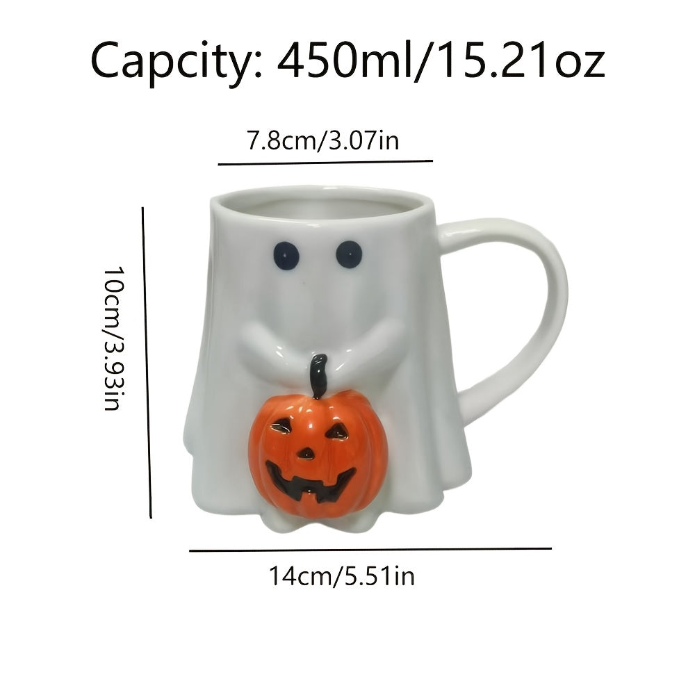 Taza de Cerámica Halloween 600ml Calabaza y Fantasma