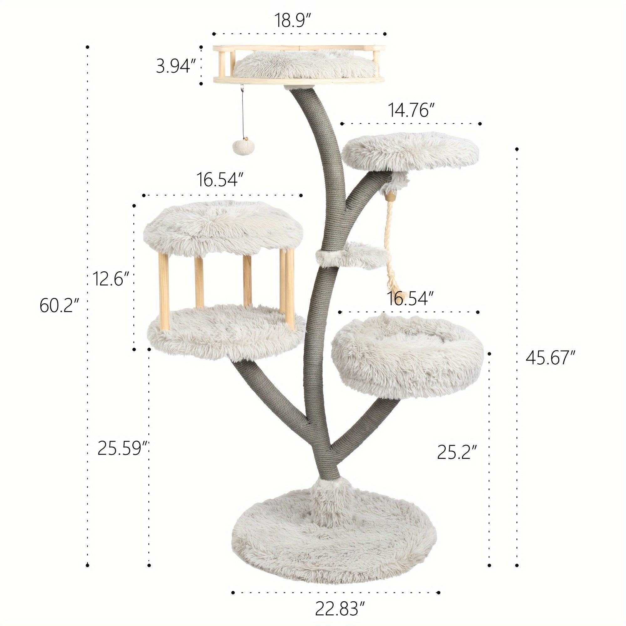 Árbol Rascador de Lujo para Gatos Grandes con Plataforma de Felpa