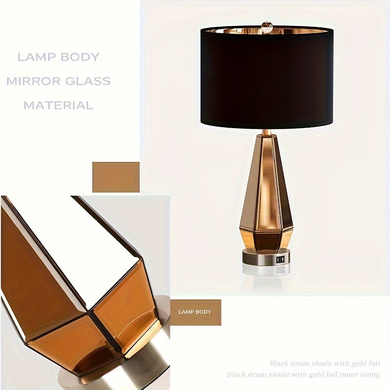 Set de 2 Lámparas de Mesa Modernas con Puertos USB y Pantalla Ámbar