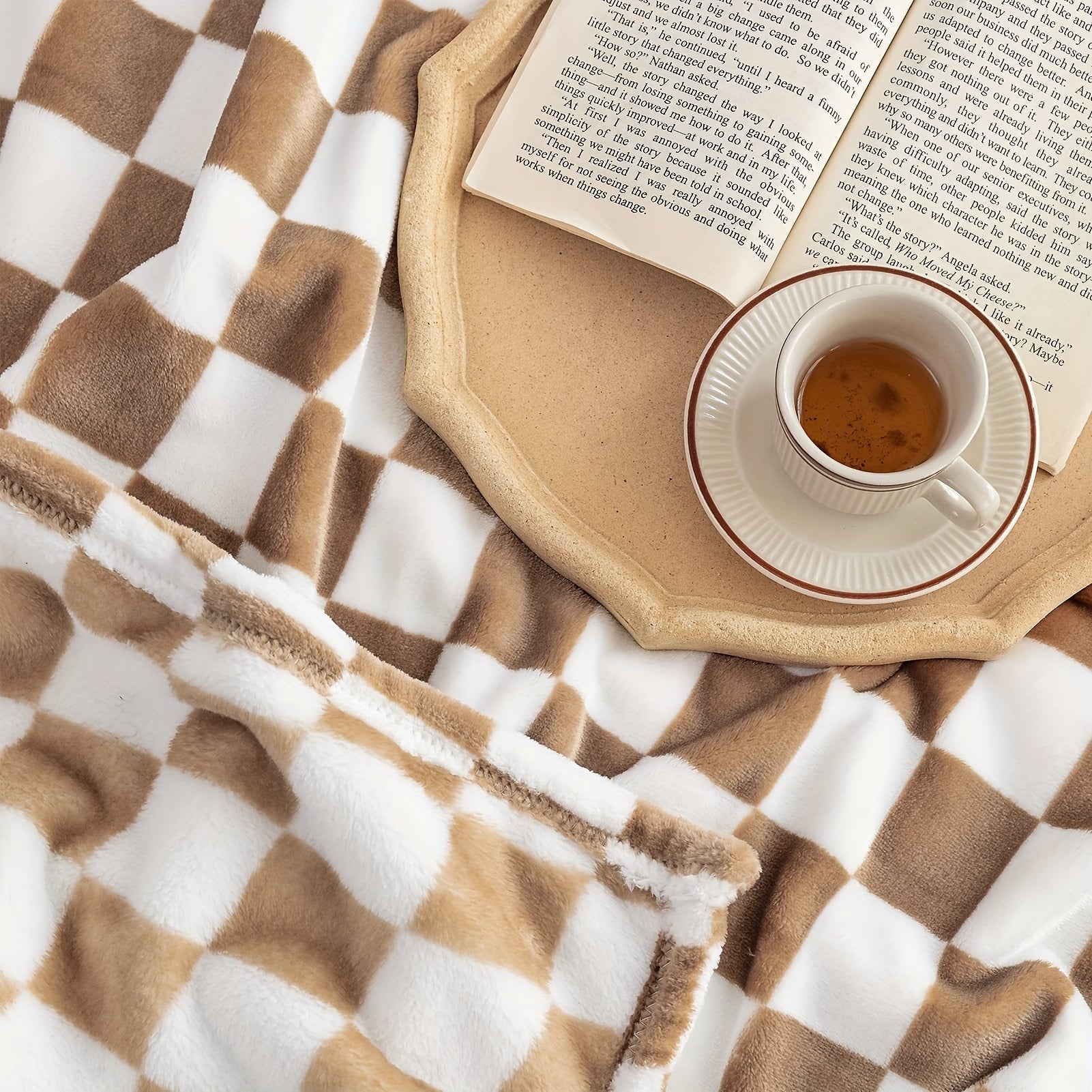 Manta de Franela con Diseño de Cuadros para Sofá y Cama