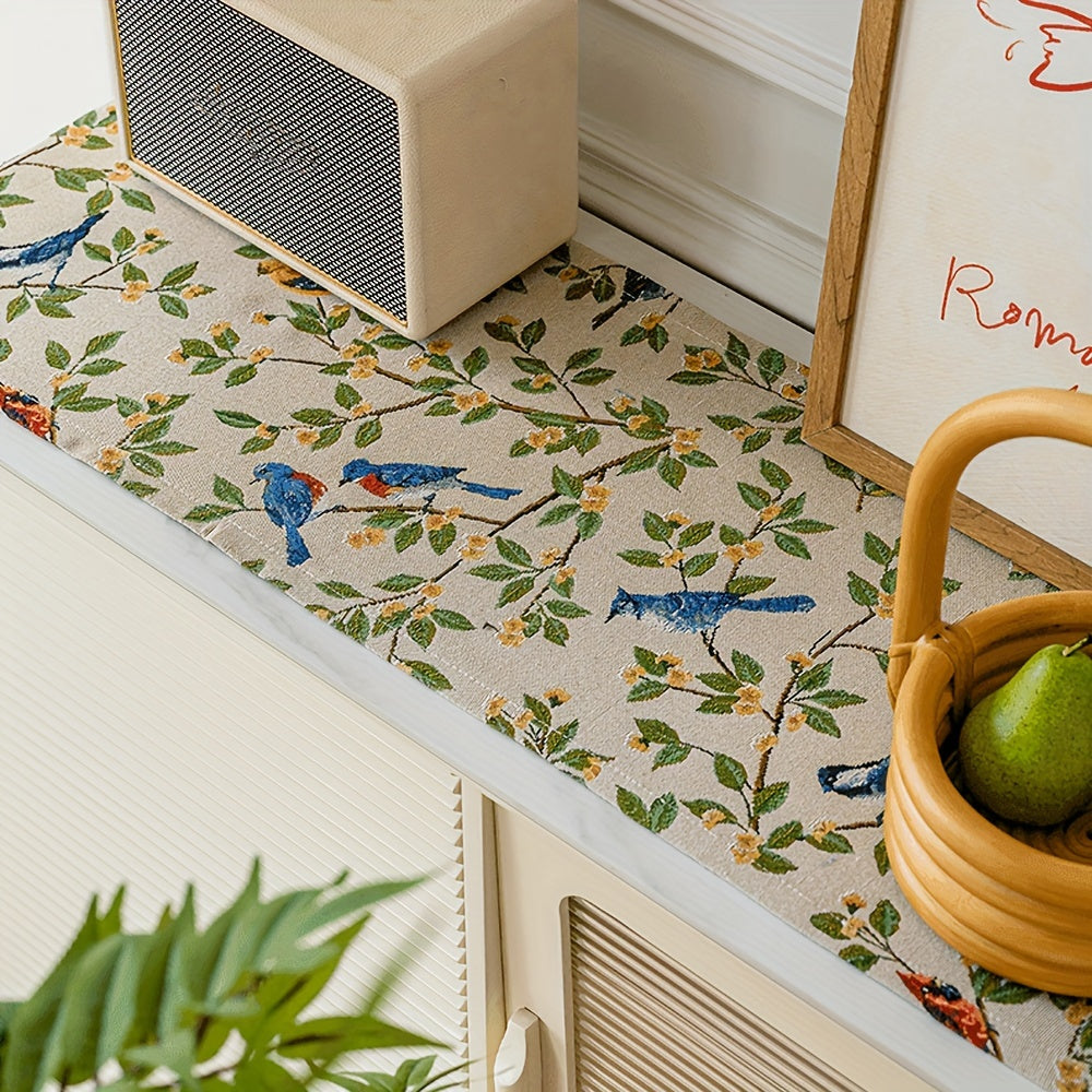 Camino de Mesa Jacquard Floral Vintage con Flecos, 100% Poliéster