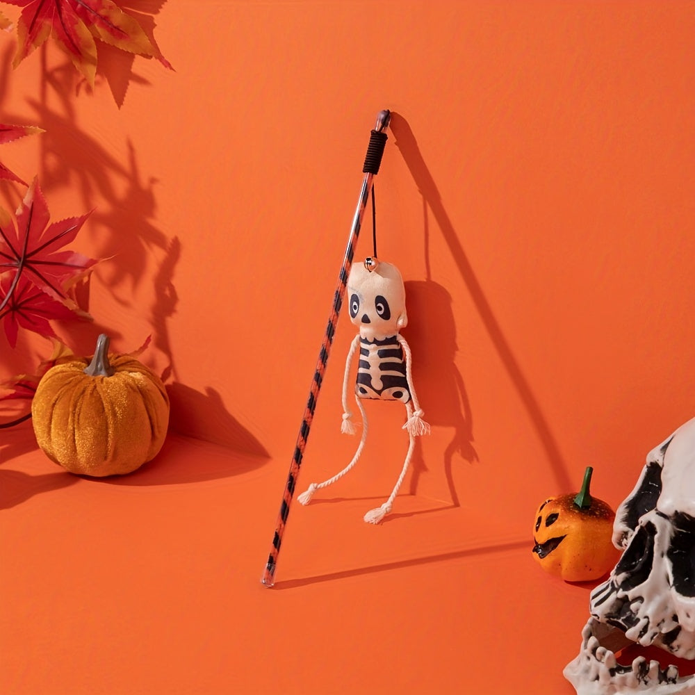 Juguete para Gato Halloween: Varitas de Plumas con Calabaza y Fantasmas