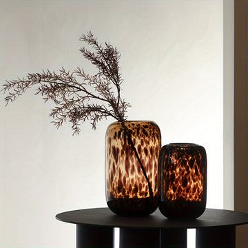 Jarrón de Cristal con Estampado Leopardo Art Deco