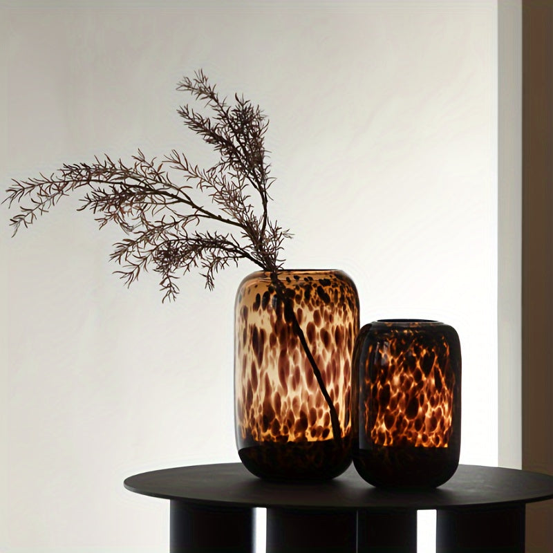 Jarrón de Cristal con Estampado Leopardo Art Deco