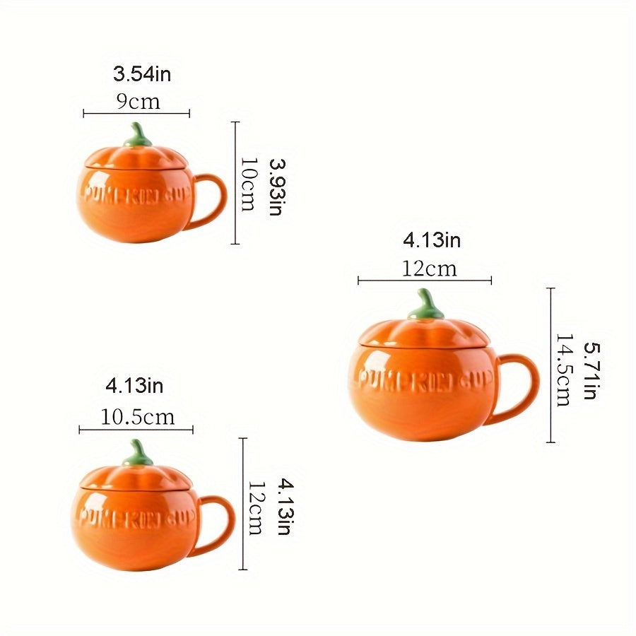 Taza Cerámica Calabaza YumiPLUS con Tapa - Ideal para Bebidas y Sopas
