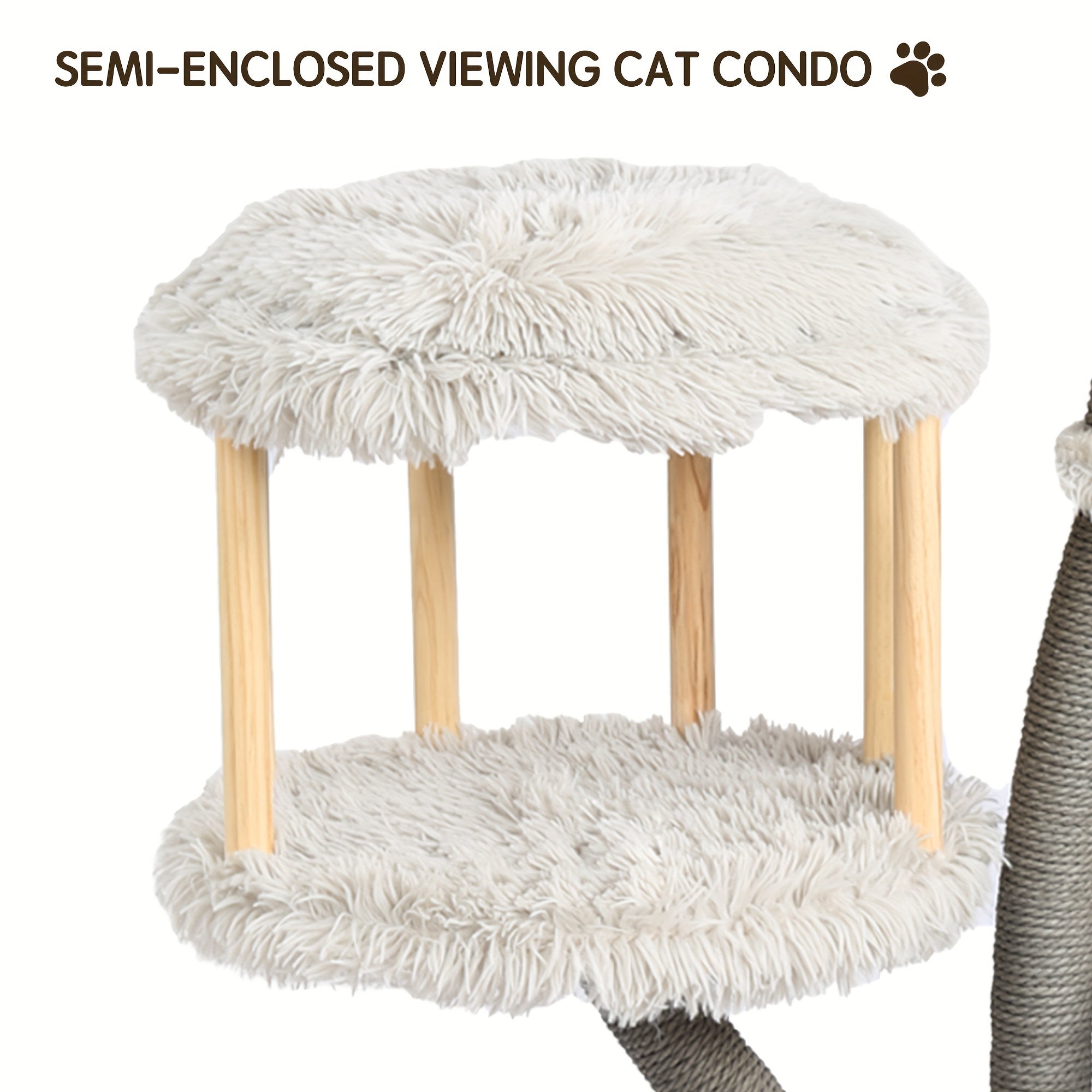 Árbol Rascador de Lujo para Gatos Grandes con Plataforma de Felpa