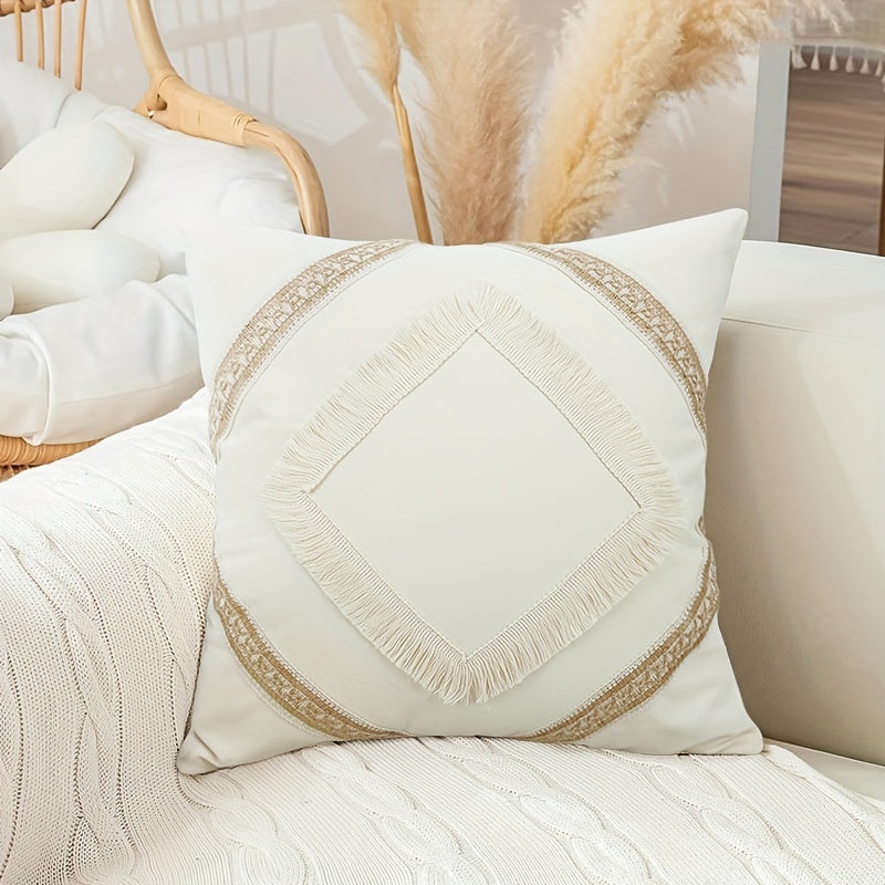 Funda Cojín Bohemio con Borlas de Poliéster