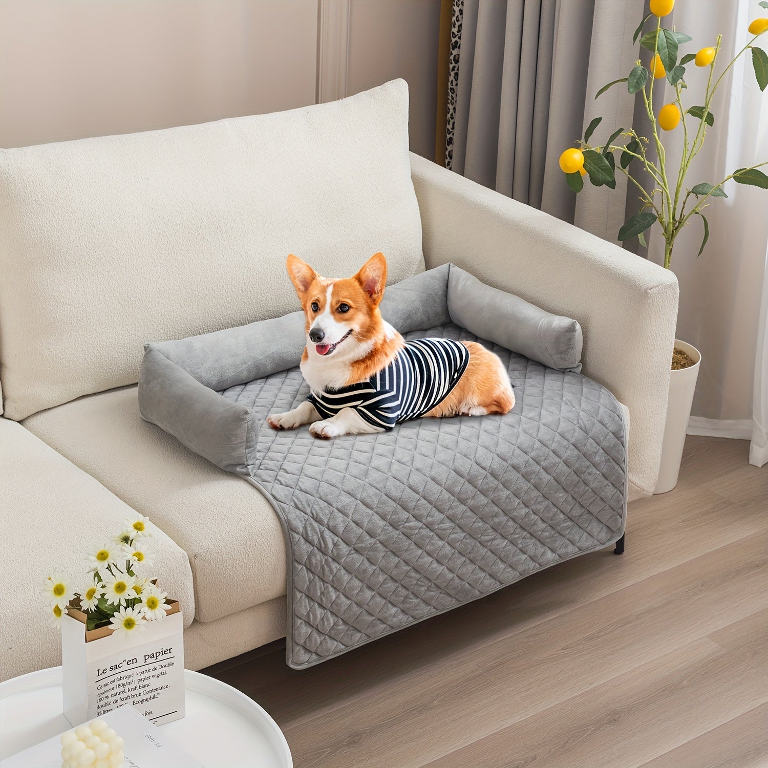 Cama Acolchada para Mascotas Grandes y Medianas, Antideslizante