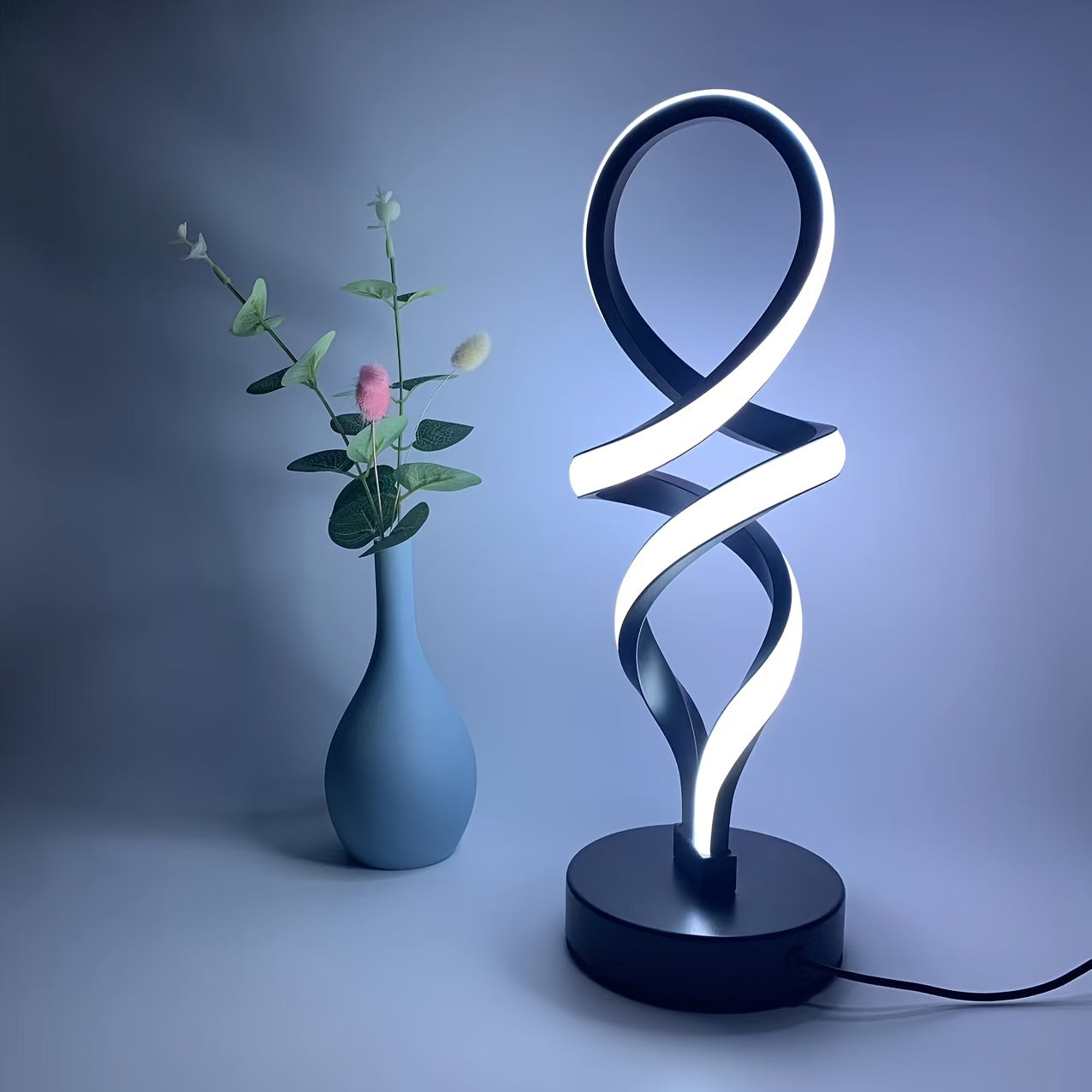 Lámpara de Mesa LED Regulable con Control USB y Diseño Espiral