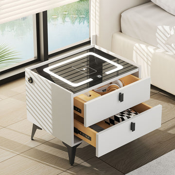 Mesita de Noche Inteligente con Carga Inalámbrica y Luz Regulable