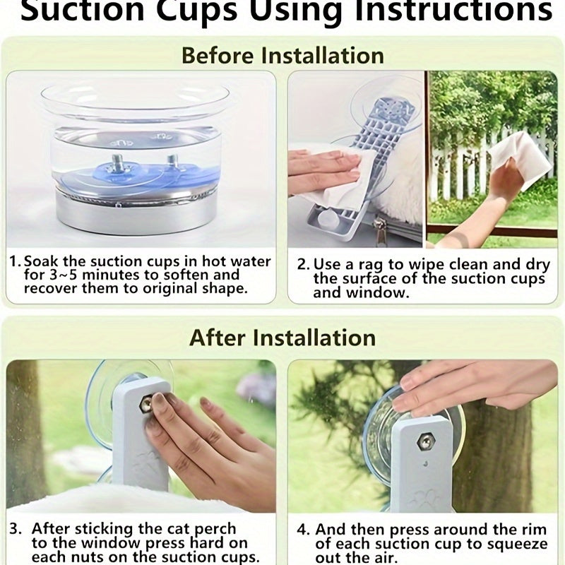 Cama Hamaca para Gatos con Ventosas y Estructura Metálica