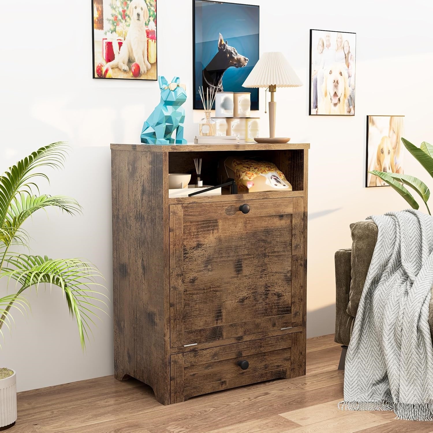 Estación de Alimentación Elevada con Almacenamiento para Mascotas