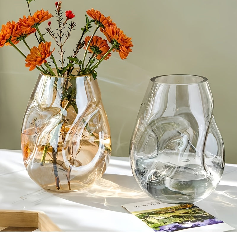 Jarrón de Cristal Redondo Contemporáneo para Rosas y Lirios