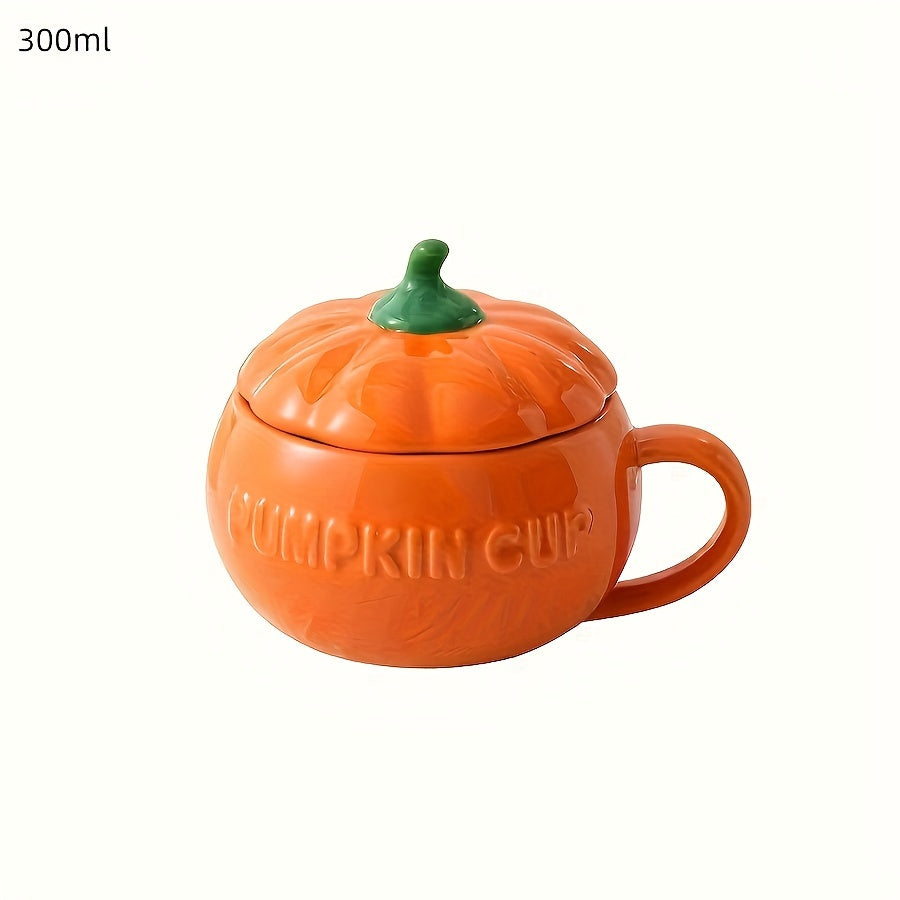 Taza Cerámica Calabaza YumiPLUS con Tapa - Ideal para Bebidas y Sopas