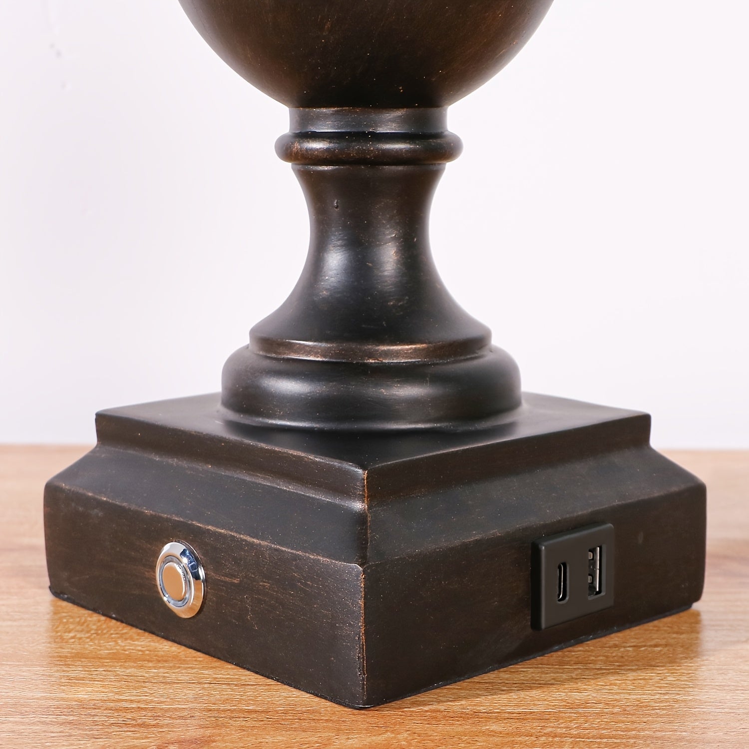 Set de 2 Lámparas de Mesa Rústicas con Carga USB y Tipo-C