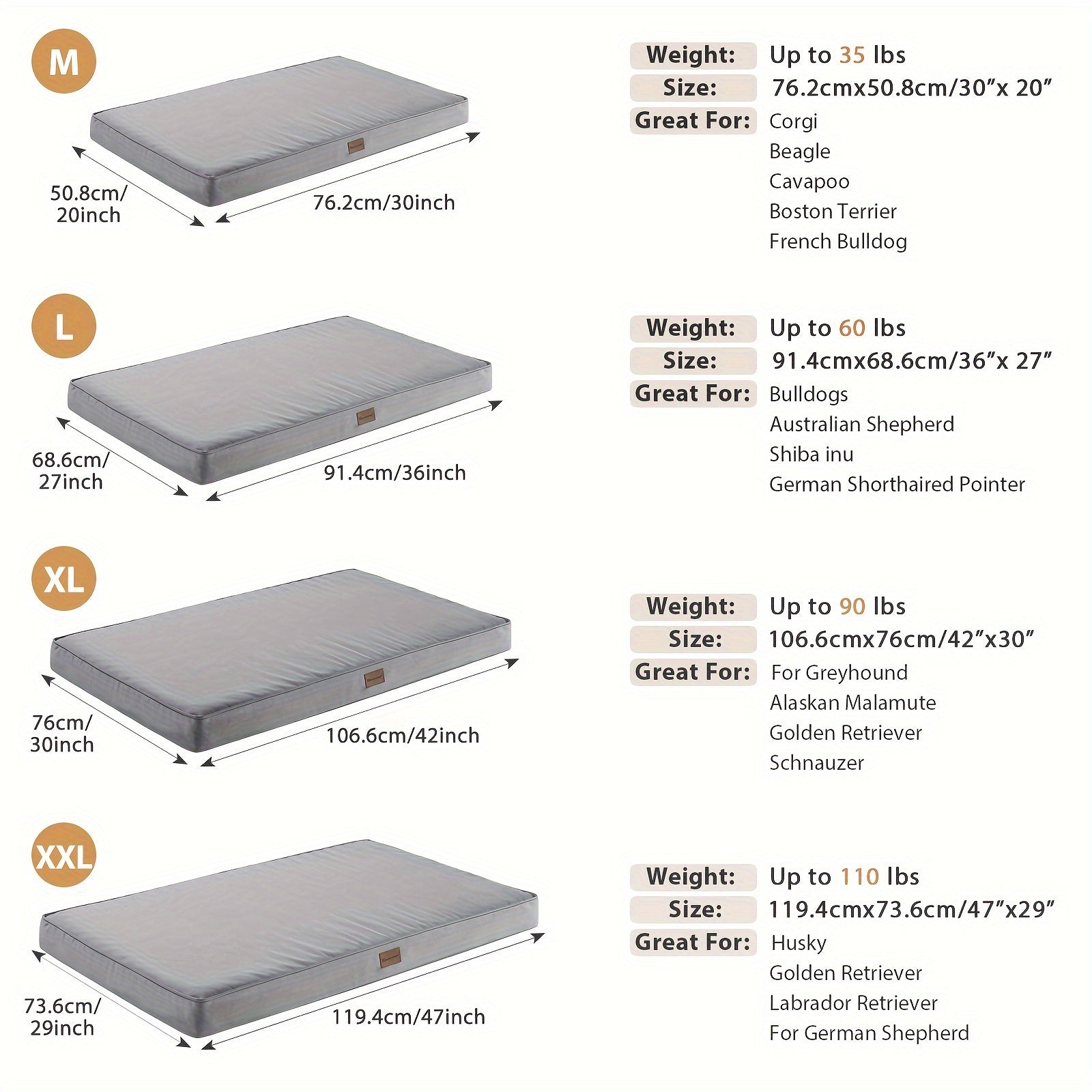 Cama Ortopédica Deluxe para Perros - Gran Tamaño, Impermeable y Lavable