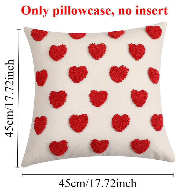 Funda de Cojín con Corazón de Amor, Cierre de Cremallera, Poliéster