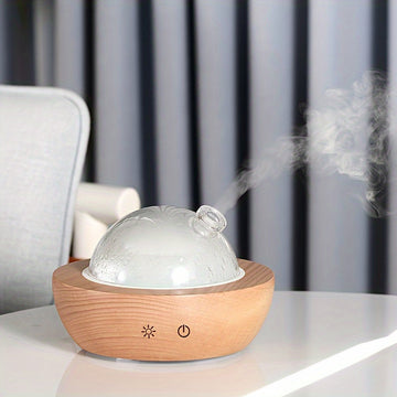 Difusor de Aceites Esenciales de Vidrio con Base de Madera
