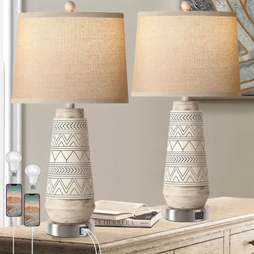 Pack de 2 Lámparas de Mesa Modernas con Control Táctil y USB