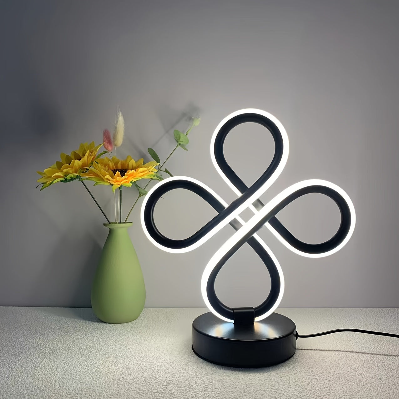 Lámpara de Mesa LED Diseño Nudo Moderno - Regulable RGB, Memoria USB