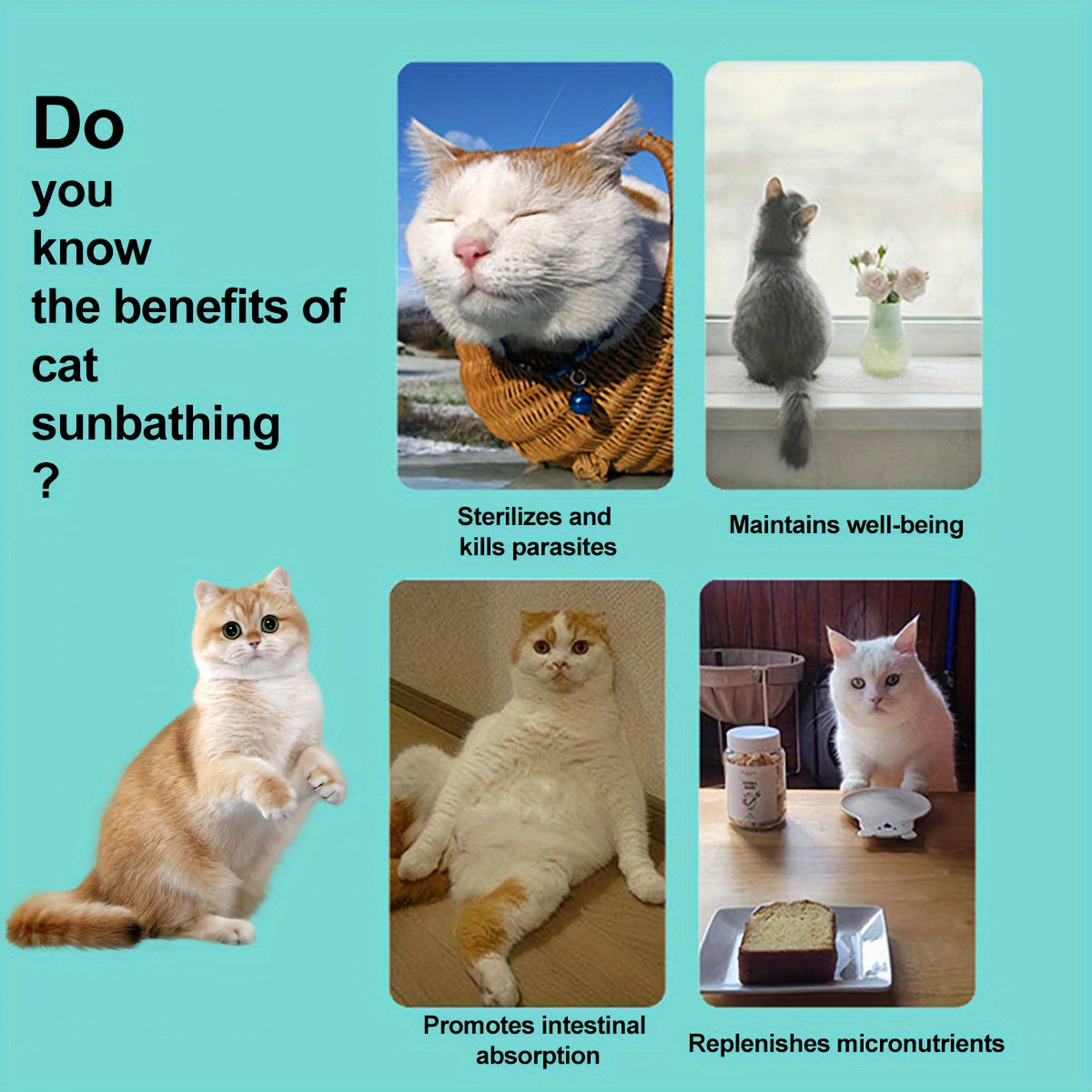 Cama Hamaca para Gato con Ventosa, Fácil Montaje, Color Naranja