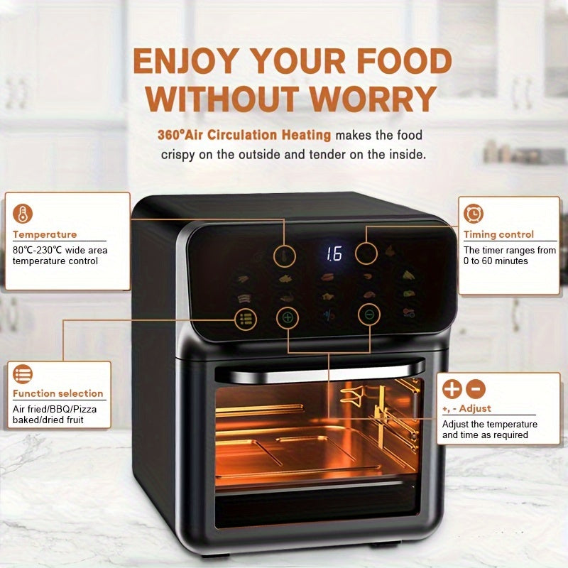 Freidora de Aire 10L BALASHOV, Horno Eléctrico Multifunción 18 Modos
