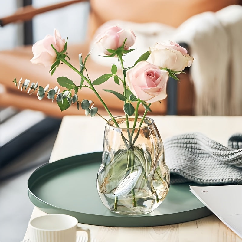 Jarrón de Cristal Redondo Contemporáneo para Rosas y Lirios