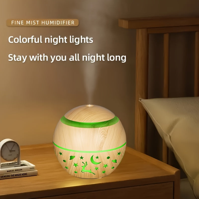 Humidificador Aromático USB con Diseño de Madera para Hogar y Oficina