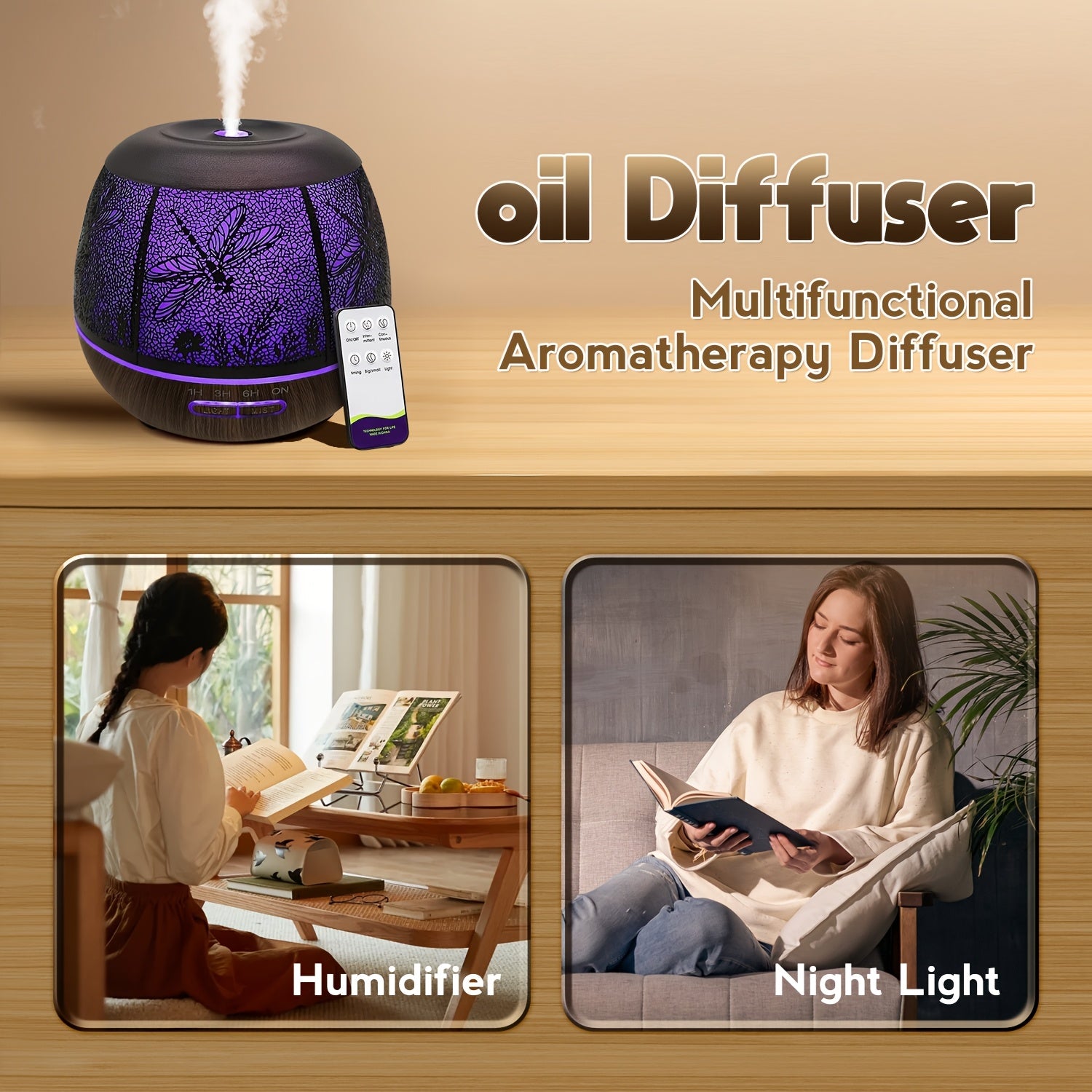 Difusor de Aceites Esenciales 400 ml con Control Remoto