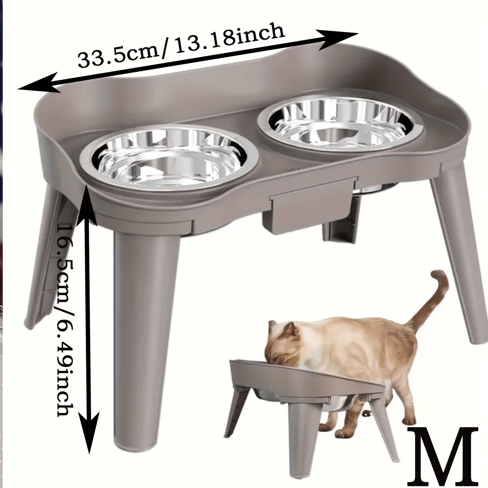 Comedero Elevado de Acero Inoxidable Antideslizante para Mascotas (M)