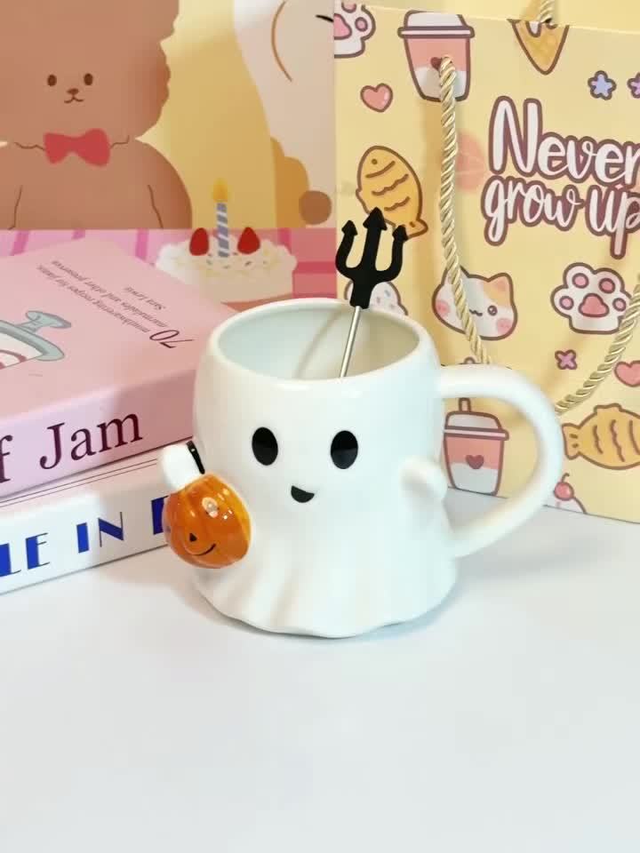 Taza de Cerámica Halloween 600ml Calabaza y Fantasma