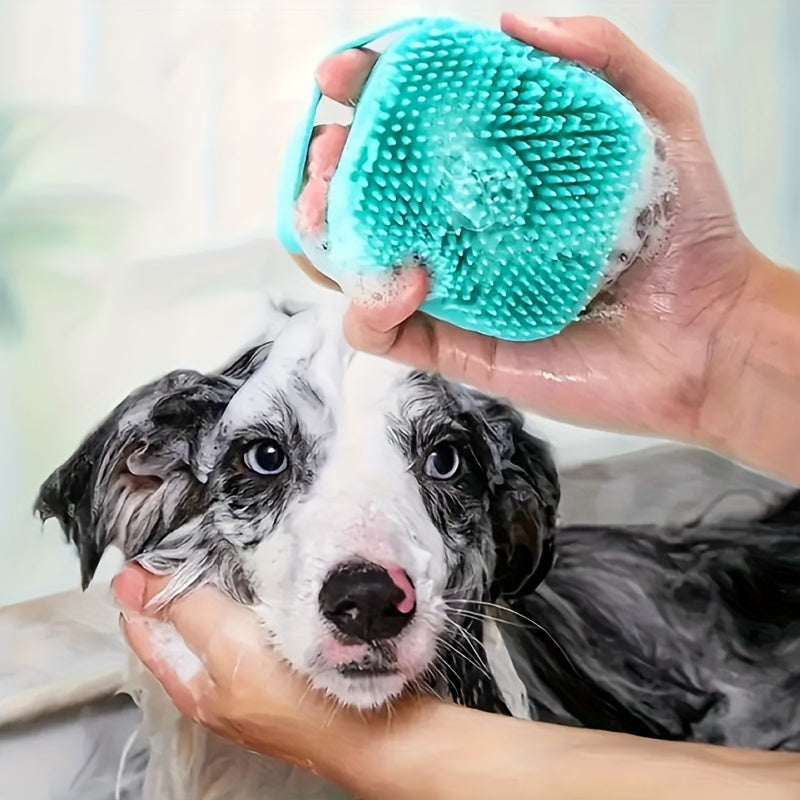 Cepillo de Silicona para Mascotas con Dispensador de Champú