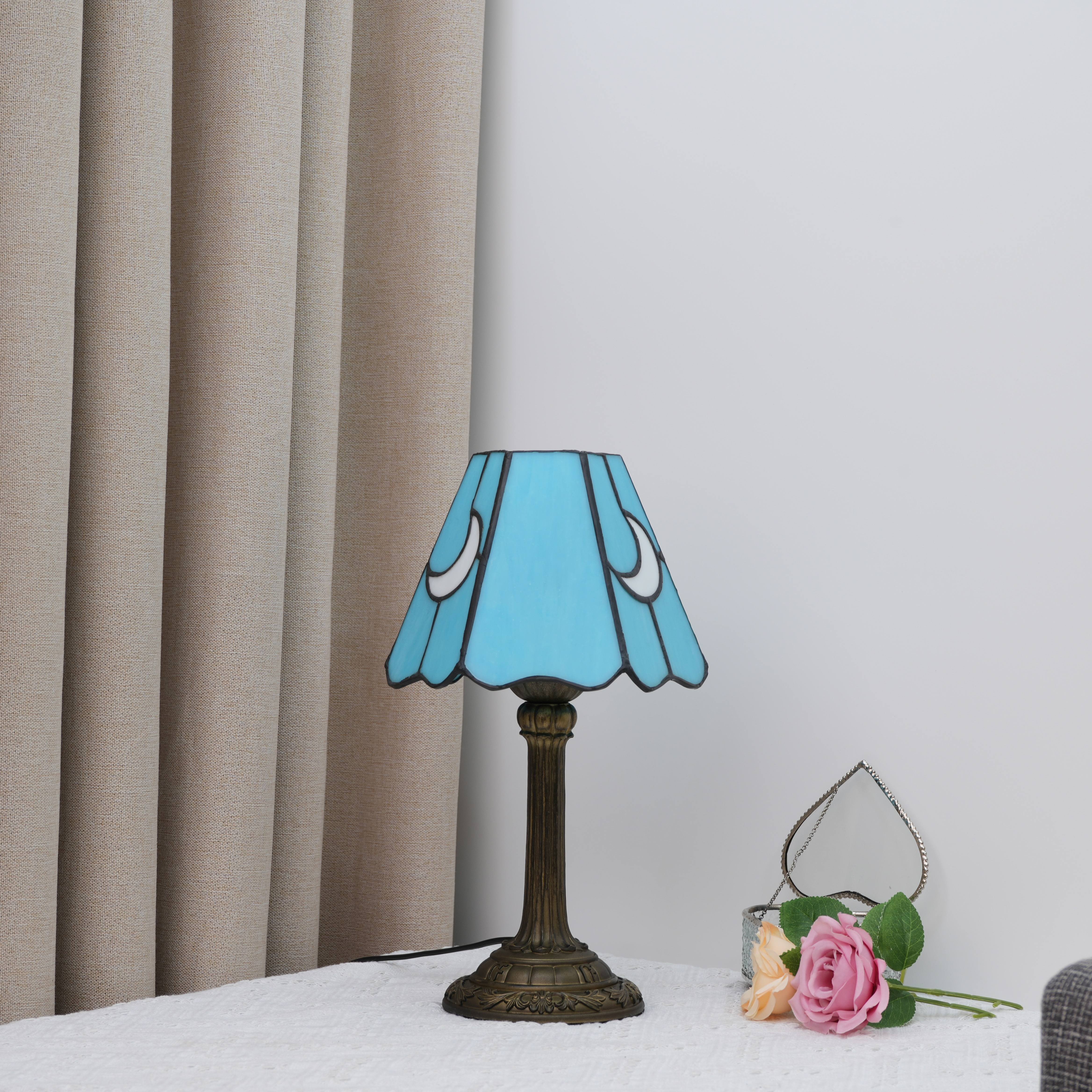 Luz de Mesa Retro para Dormitorio, Decoración de Vidrio Tiffany