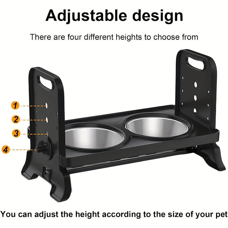 Soporte Ajustable para Comederos de Mascotas en Acero Inoxidable
