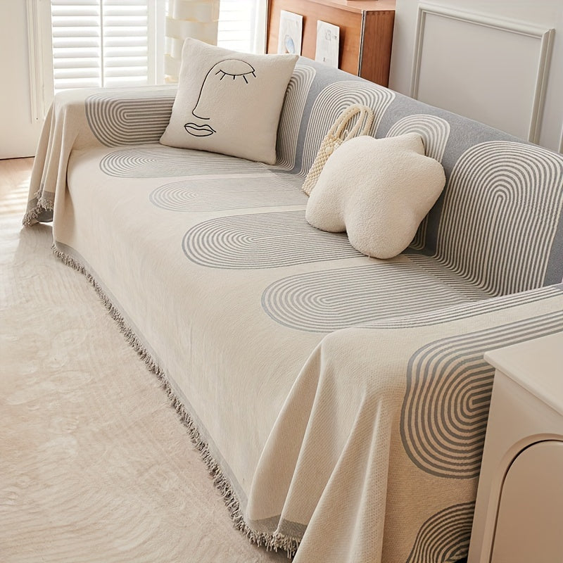 Manta Decorativa Bohemia de Chenilla para Sofá