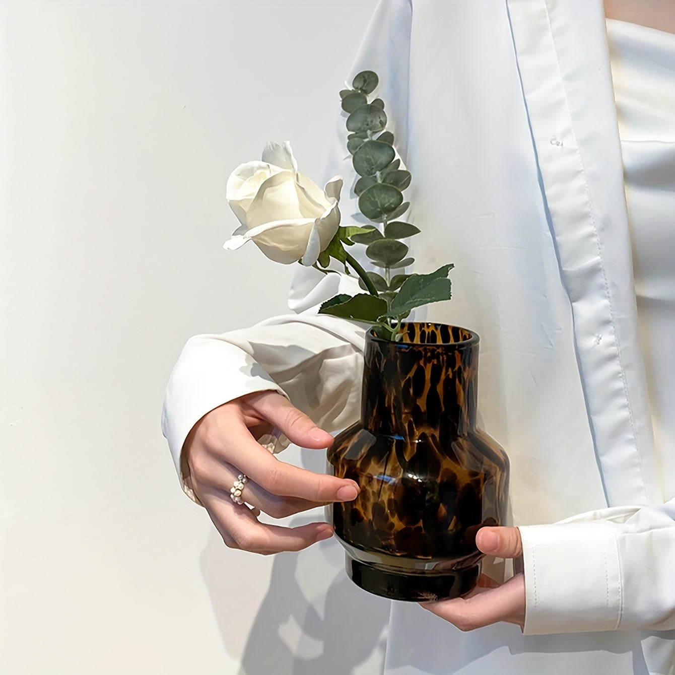 Jarrón de Cristal Art Deco con Motivo de Lunares, 1 Unidad