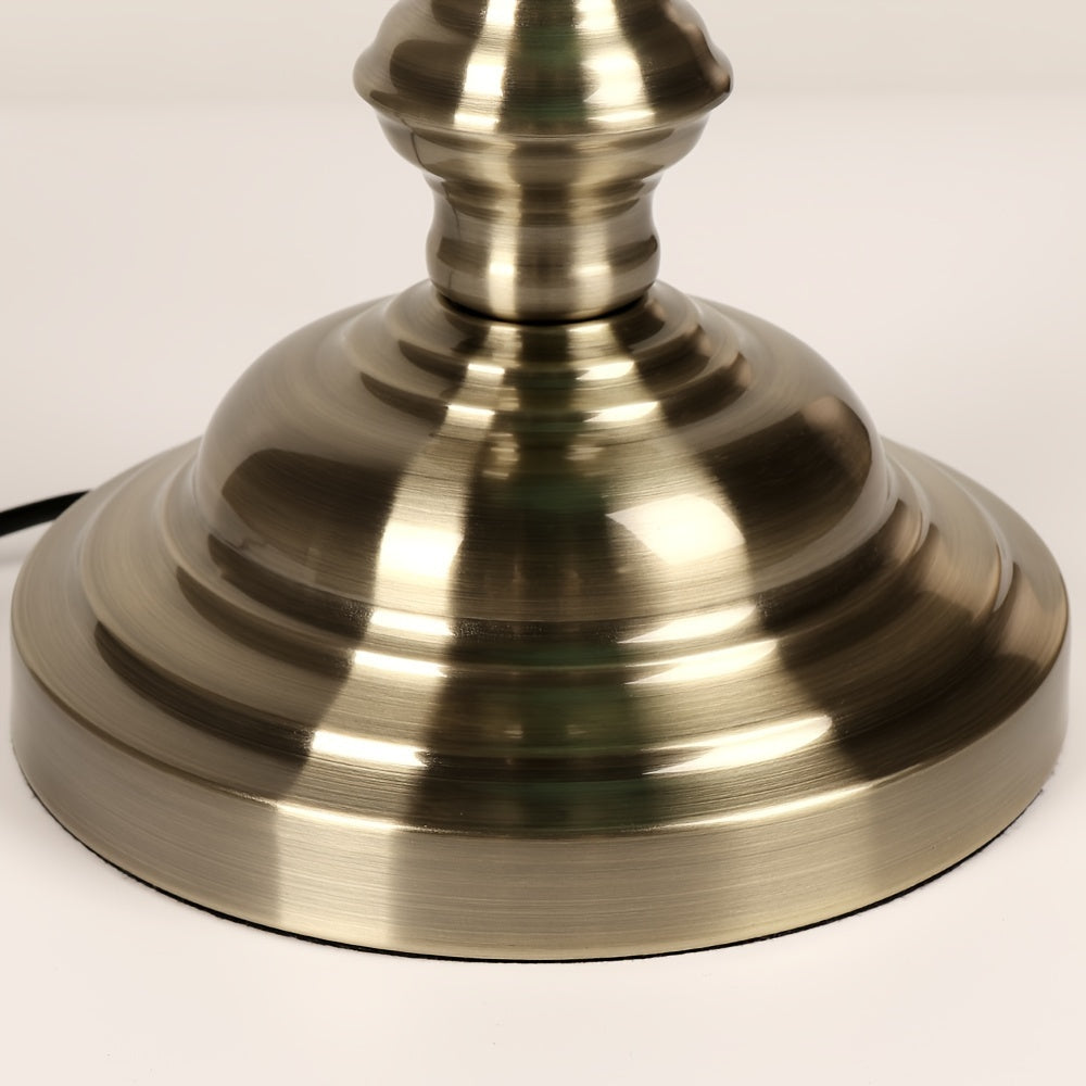 Lámpara de Escritorio Retro Verde con Base de Bronce