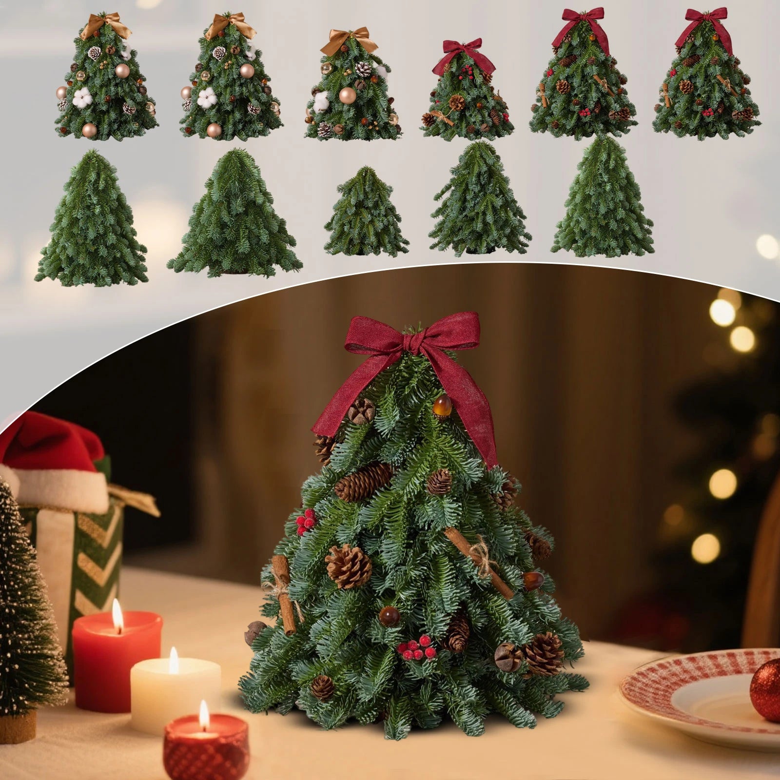 Desktop Christmas tree with decorations 