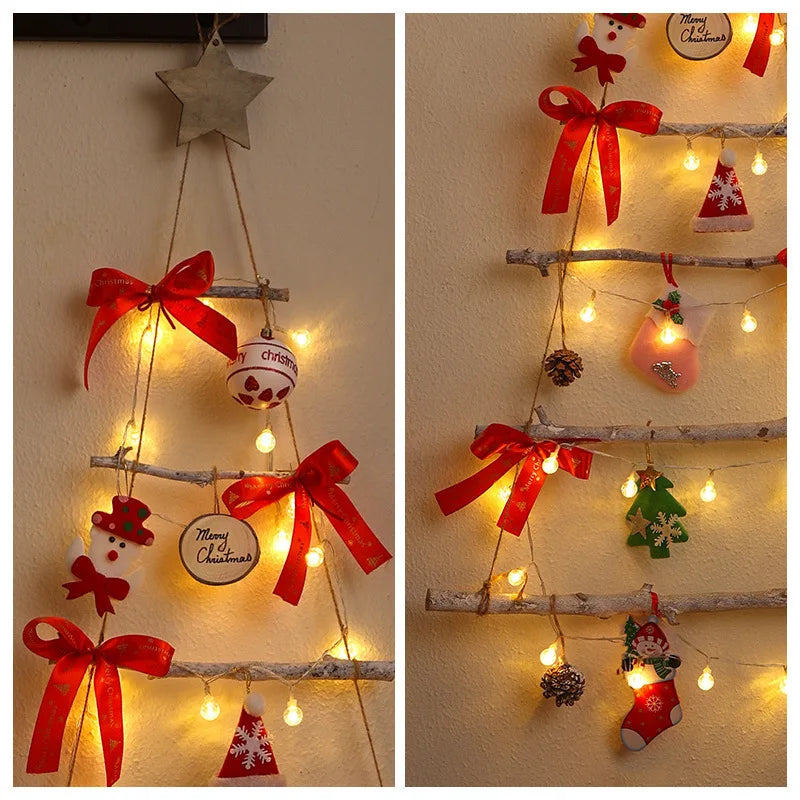 Árbol de Navidad de pared plegable con luces