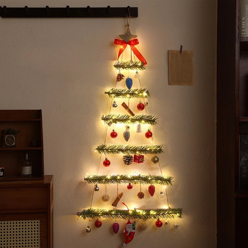 Árbol de Navidad de pared plegable con luces