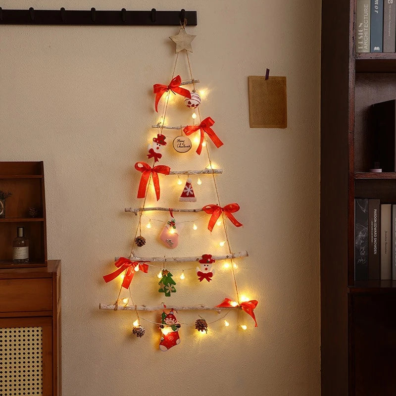 Árbol de Navidad de pared plegable con luces