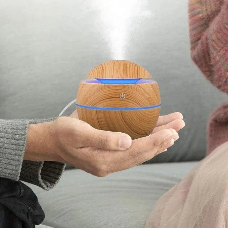 Humidificador ultrasónico USB 200 ml efecto madera